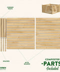 Premium Cedar Wood Compost Bin parts, 36 X 36 X 31 Inches, Three Quarter Inch Thick North American Cedar, 174 Gallons, Made In USA