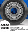 Close-up of Top Notch V Shape Groove Plastic Bearing Pulleys For 3D Printer Rollers 5mm Bore 10 Pack, showing ball bearing detail.