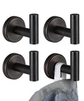 Oil Rubbed Bronze Towel Hook Set Built From 304 Stainless Steel With 0.8mm Thick Tube And 2mm Post Wall Mounted For Tight Spaces Heavy Duty Robe And Cloth Hangers That Are Tough As Nails For Bathroom Kitchen And Garage Pack Of 4