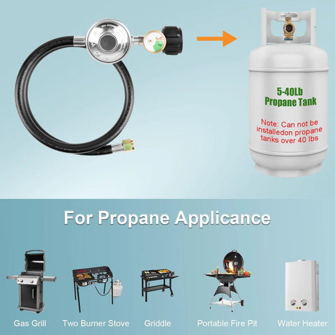 Three Feet Propane Regulator With Hose For Most Gas Grills Heaters And Fire Pits Universal Propane Tank Regulator 3/8" Flare