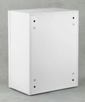 Heavy Duty Carbon Steel Electrical Enclosure 16x12x8 side view showing rear panel with mounting holes for installation.