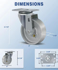 Heavy Duty 4 Inch Caster Wheels Set Of 4 With 1600 Pounds Capacity Industrial Plate Casters Semi Steel Cast Iron Wheels