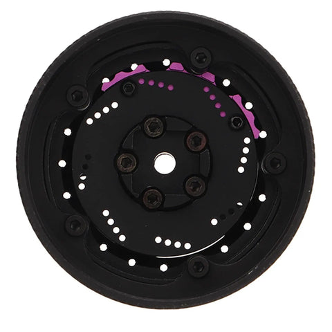 RC Steering Wheel Aluminum Alloy Replacement Part for NB4 Transmitter, 47x27mm black alloy wheel with screws shown