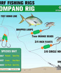 Surf Fishing Rigs For Pompano And Saltwater Gear with 42lb mono line and 2/0 circle hooks, ideal for beach pier or boat casting.