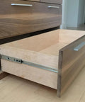 Side view of cabinet with open drawer showing Six Pairs Of 24 Inch Drawer Slides With Soft Close And Full Extension, Heavy Duty Side Mount Rails
