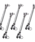 Image of Five Pack Beefy Stainless Steel Jaw And Jaw Turnbuckle Rigging Screws Three Sixteenth Inch M5 Closed Body Marine Grade