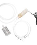 Small But Mighty 5V Mini Sump Pump For Pool And Outdoor Drainage Transfer with plastic casing and filter accessory.