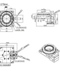 Technical drawing of a Heavy Duty Hollow Rotary Actuator With A 130mm Platform And Precision Gear Ratio 18 for seamless 360 degree spin.