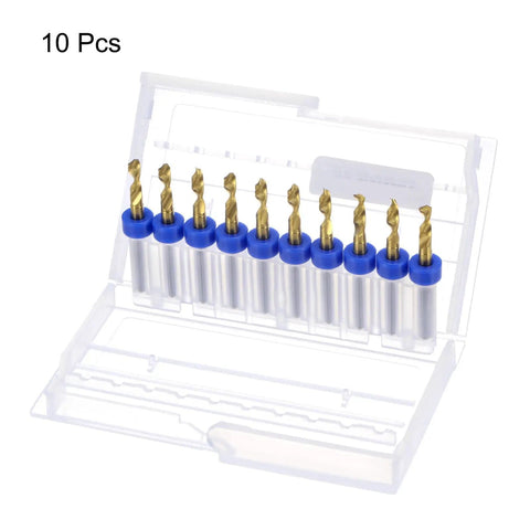 Titanium Coated 3mm Carbide PCB Drill Bits Set 1 8th Inch Shank Mini Drill Bits for Circuit Boards Jewelry CNC Engraving 10 Pack