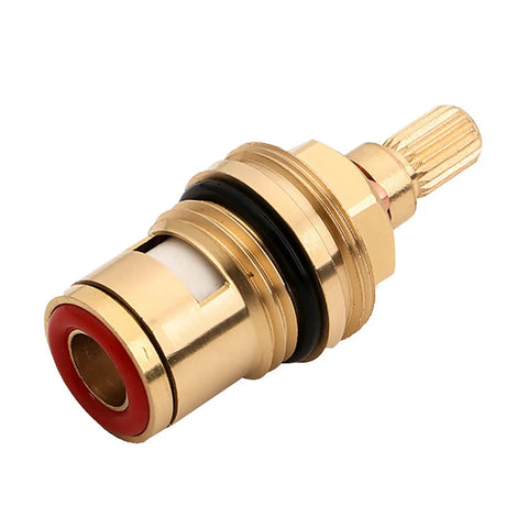 Brass Ceramic Disc Faucet Cartridge Replacement with 20 Spline Stem in Red for Hot Water Tap