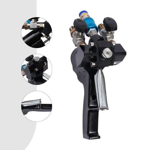 Heavy Duty PU Foam Spray Gun Featuring Slick Pneumatic Trigger And Self Cleaning Design for polyurethane insulation, close-up view.