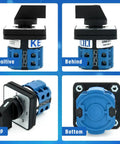 Rotary Changeover Switch Five Position Two Pole Eight Terminal Industrial Heavy Duty Selector Switch 660V 20A, various angles
