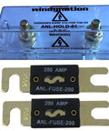 Beefy ANL Fuse Holder With Two 200A Fuses, Heavy Duty Battery Wiring Accessory for 2/0 Gauge Cables, front view
