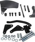 Hot Swap Power Steering Pump Setup For Classic Small Block Chevy V8 Engines Like The 305 And 350 Comes With Heavy Duty Long Water Pump Plus Crankshaft Pulley And Full Bracket Kit black steel brackets and bolts