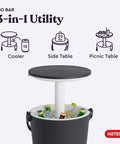Go Bar 4.2 Gallon Portable Beer And Wine Cooler With Hidden Ice Storage, Grab And Go Pop Up Cocktail Table, Graphite Finish