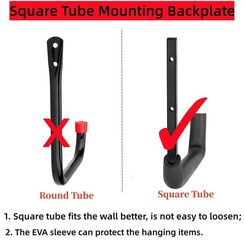 Comparison of round and square tube mounts for heavy duty garage storage hooks overhead ceiling rack 4 pack wall mounted ladder hooks utility hangers organizer for wood tools bicycles and gear 10 x 14 inch durable ceiling storage solution.