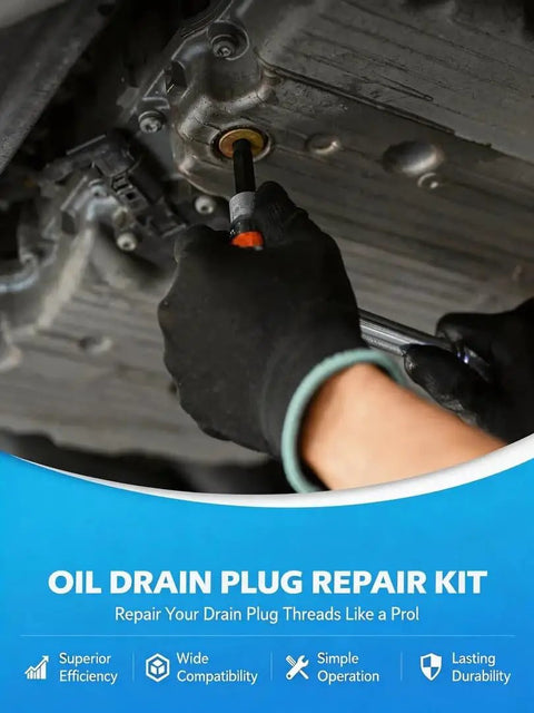 M15x1.5 Oil Drain Plug Thread Repair Tool Kit For Sump, Transmission, And Differential in use on a vehicle sump.