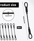 Heavy Duty Stainless Steel Wire Rope With PVC Coated Loop Ends, Built Tough Six Pack 5.9 Inch Braided Cable Lanyard Security Tether