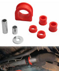 Rack and Pinion Bushing Kit for Toyota 4Runner 1996 to 2002 Tacoma 1995 to 2004 4WD and Pickup 1995 No Fuss Easy Direct Fit Replacement Replaces OEM 8.10103R Steering Gear Bushing Set Red shown with installation view.