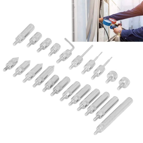 Threaded Point Tip Set For Dial Indicators, 22Pcs Carbide Probe End Tips With Storage Case, shown with tools in use