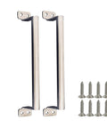 Stainless Steel Gate Handle 22 Cm Long 2 Pack Barn Door Pull Hardware, shown with mounting screws