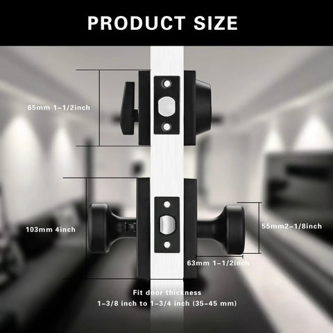 Black Exterior Door Knob Set With Deadbolt, Built To Last Heavy Duty Entry Lock dimensions in a modern room setting