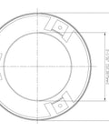 Technical drawing of RFII White Flat Cover Plate for 139 Degrees Applications Durable Low Profile Mounting Panel Cover flush fit dimensions.