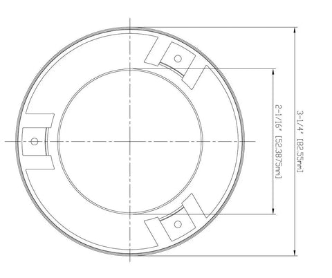Technical drawing of RFII White Flat Cover Plate for 139 Degrees Applications Durable Low Profile Mounting Panel Cover flush fit dimensions.