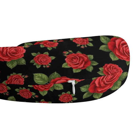 Cozy Memory Foam U Shaped Travel Neck Pillow With Soft Polyester Cover Hidden Zipper Removable Pillowcase Floral Red Rose Design