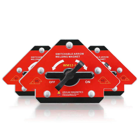 On Off Switch Magnetic Welding Clamp Heavy Duty with multi-angle arrow design at 45 degrees front view