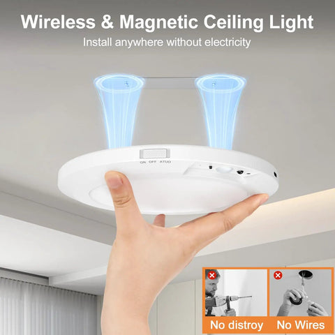 Rechargeable Ceiling Light With Motion Sensor No Wires Needed Battery Operated LED Closet Light With Remote And Timer