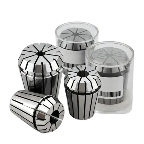 Heavy Duty Spring Collet Chuck Set With ER8 Drawbar And Quick Change For Precision Milling And Lathe Work featuring alloy steel spring collets in storage.