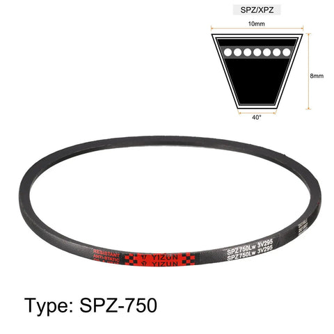 SPZ750 Drive V Belt With 750mm Pitch Length heavy duty rubber transmission belt shown in profile view, designed for industrial use.