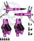 Heavy Duty Hydraulic Disc Brakes For Mountain Bikes With 800mm Front And 1550mm Rear Lines Four Piston Caliper 160mm Rotor Purple Aluminum Alloy