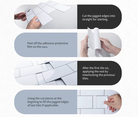 Steps to install Peel And Stick Backsplash 14 By 12 Subway Tiles Faux Ceramic 10 Tiles Thick Version With Two Millimeters To Two Point Five