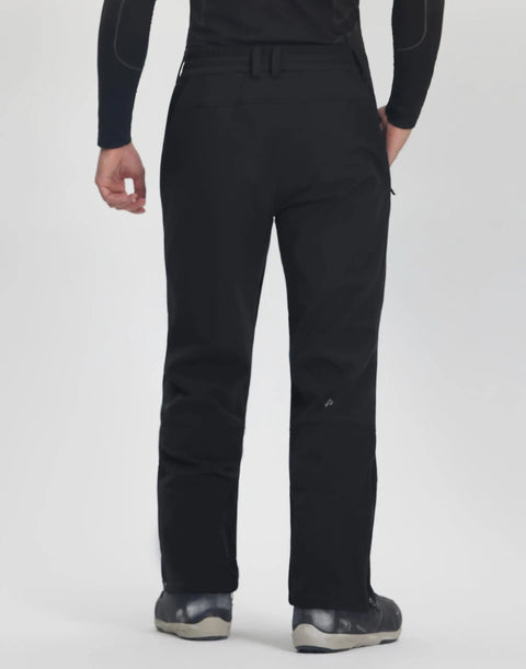 Rear view of Mens Snow Ski Pants Waterproof Insulated Fleece Lined Softshell For Snowboarding And Outdoor Hiking