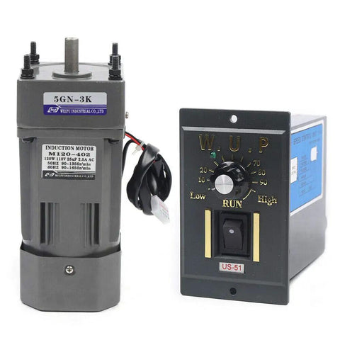 Adjustable Variable Speed Gear Reduction Motor With Speed Controller 110 Volt AC 120 Watt High Torque Single Phase Electric Gear