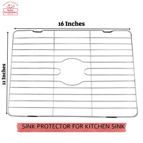Premium Stainless Steel Sink Protector Grid, Rust-Resistant and Scratch-Prevention, Non-Slip Kitchen Rack, 16 x 12 x 1 Inches