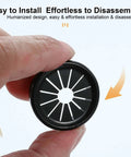 Close-up of Cable Snap Bushing Grommet Protector held by fingers, showing the locking design for 22mm mounting, black PA6 plastic.