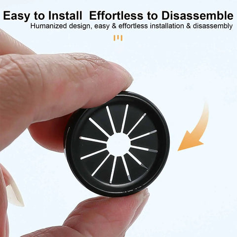 Close-up of Cable Snap Bushing Grommet Protector held by fingers, showing the locking design for 22mm mounting, black PA6 plastic.