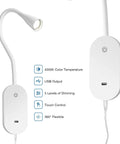 Wall Mount Reading Light For Bedside Must Have With Flexible Gooseneck, 16 LED Book Lamp, Five Dimming Levels, Touch Control, USB Output