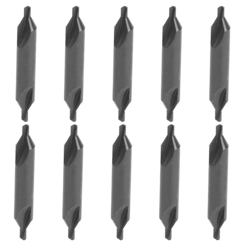 Saluaqui 10 Piece HSS Center Drill Bit Set For Lathe And Milling Machines High Speed Steel precision ground bits arranged in two rows.