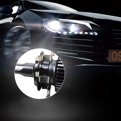 H7 LED Headlight Bulb Adapter Kit close-up, rock solid metal base holder, car headlight installation detail.