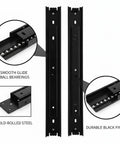 Ball Bearing Drawer Slides For Smooth Glide In Cabinets, Cold Rolled Steel With Durable Black Finish, Heavy Duty, Close-up