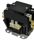 Hecka Reliable 2 Pole Contactor With 40 Amp Output And 24V Coil Handles 600V AC Jobs Smooth side view showing spade connectors.