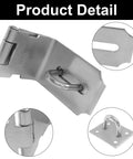 Close-up of 2 Pack 4 Inch 90 Degree Stainless Steel Hasp Latch Set with screw holes and hinge detail.