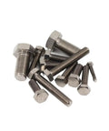 Top Shelf Pure Titanium Din 933 External Hex Head Machine Screws assortment with various sizes and lengths for heavy duty tasks.