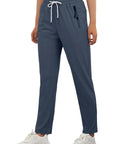 Lightweight Breathable Hiking Pants For Women Over 50 With Zipper Pockets Stretch Active Quick Dry Travel Pants For Camping Fishing And Workouts Comfortable Fit Navy Blue, front view.