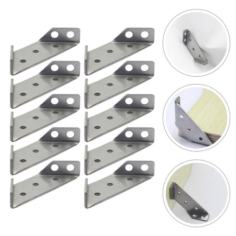 Beefy Trapezoid Corner Brackets Set Of 10 Stainless Steel Heavy Duty shown in various usage scenarios