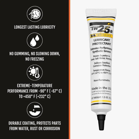 Military Grade Gun Grease TW25B Lubricant For Firearms 1.5 Ounce Tube Made In USA MIL-COMM Trusted By U.S. Special Forces